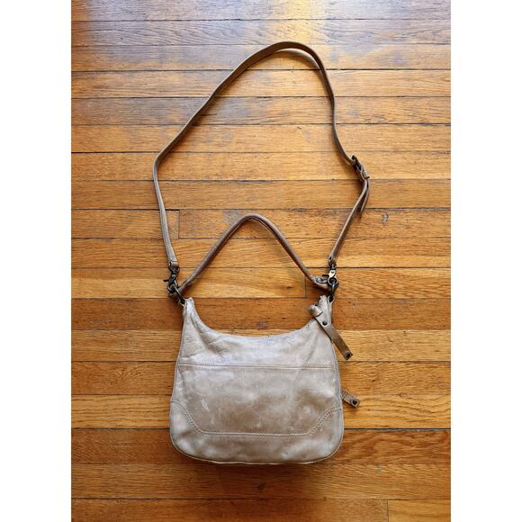 FRYE 'Melissa' Distressed Tan Leather Shoulder Bag w/Crossbody Strap - Picture 10 of 16